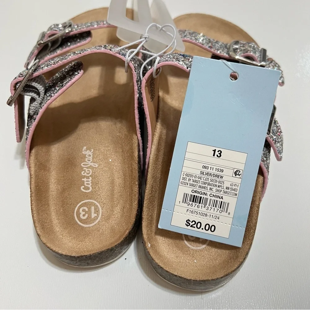 NWT Cat & Jack Kids Drew Footbed Sandal- Size 13